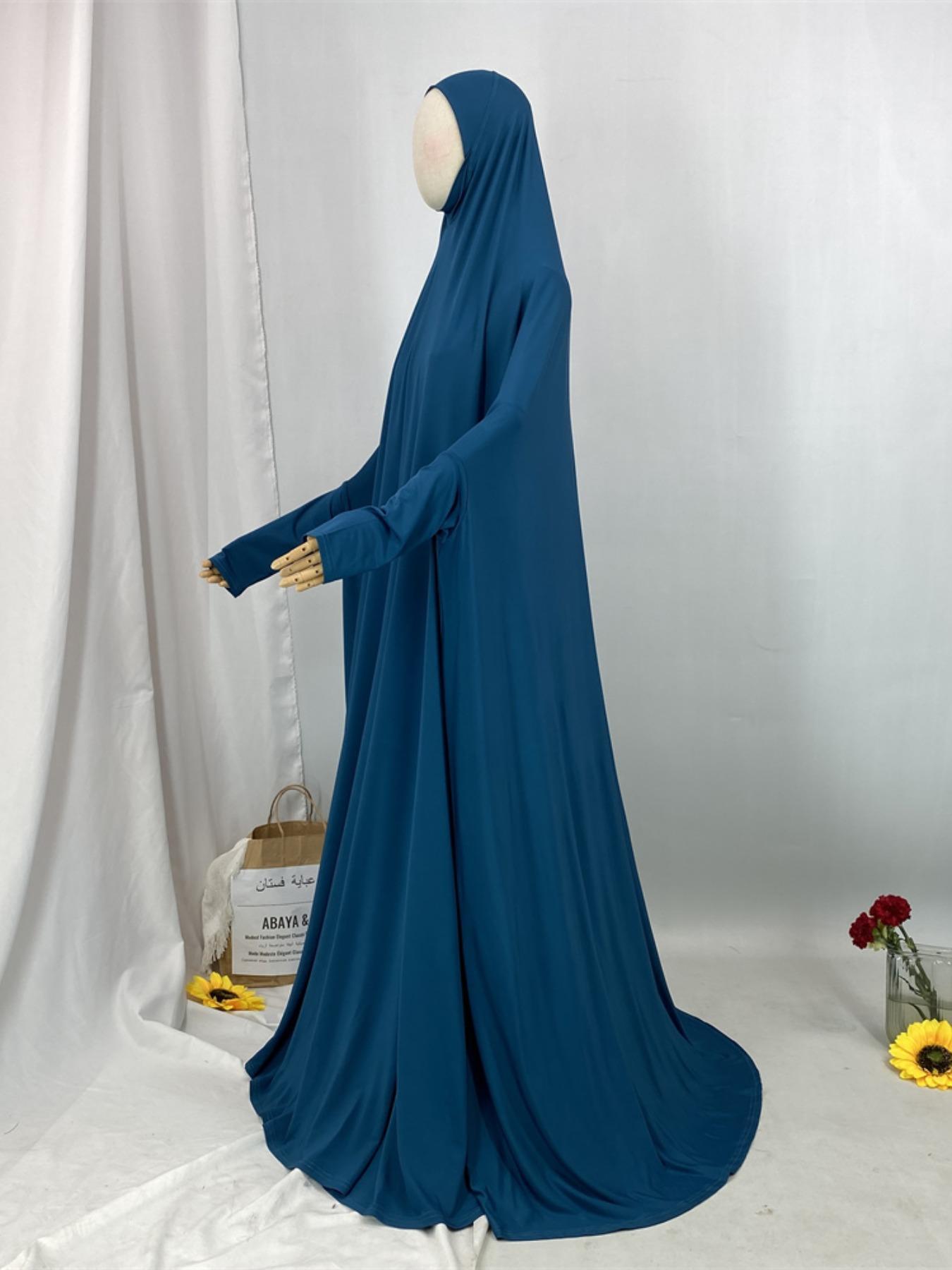 Women's Solid Color Long Sleeve Abaya, Modest Round Neck Long Dress for Women, Muslim Clothing for Daily Wear, Modesty Abaya, Islamic Abaya, Dubai Abaya, Abayas for Eid