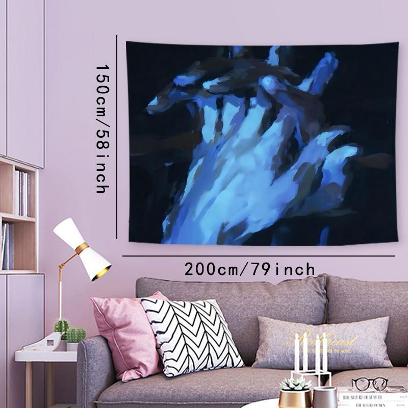 Abstract Hand Pattern Tapestry, 1 Count Wall Hanging Decor, Aesthetic Blue Oil Painting Wall Hanging Decor for Bedroom & Living Room Decor, Tapestry Wall Mural