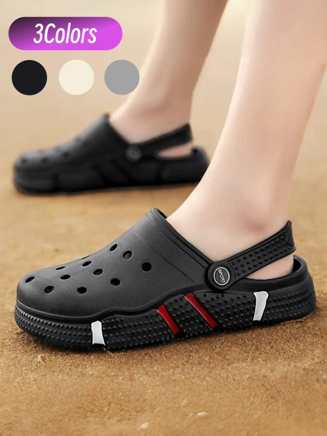 1 Pair Couple Dual Wear Clogs Stain Waterproof Hollow Breathable Anti Slip Wear Resistant For Home Leisure Outdoor Trips
