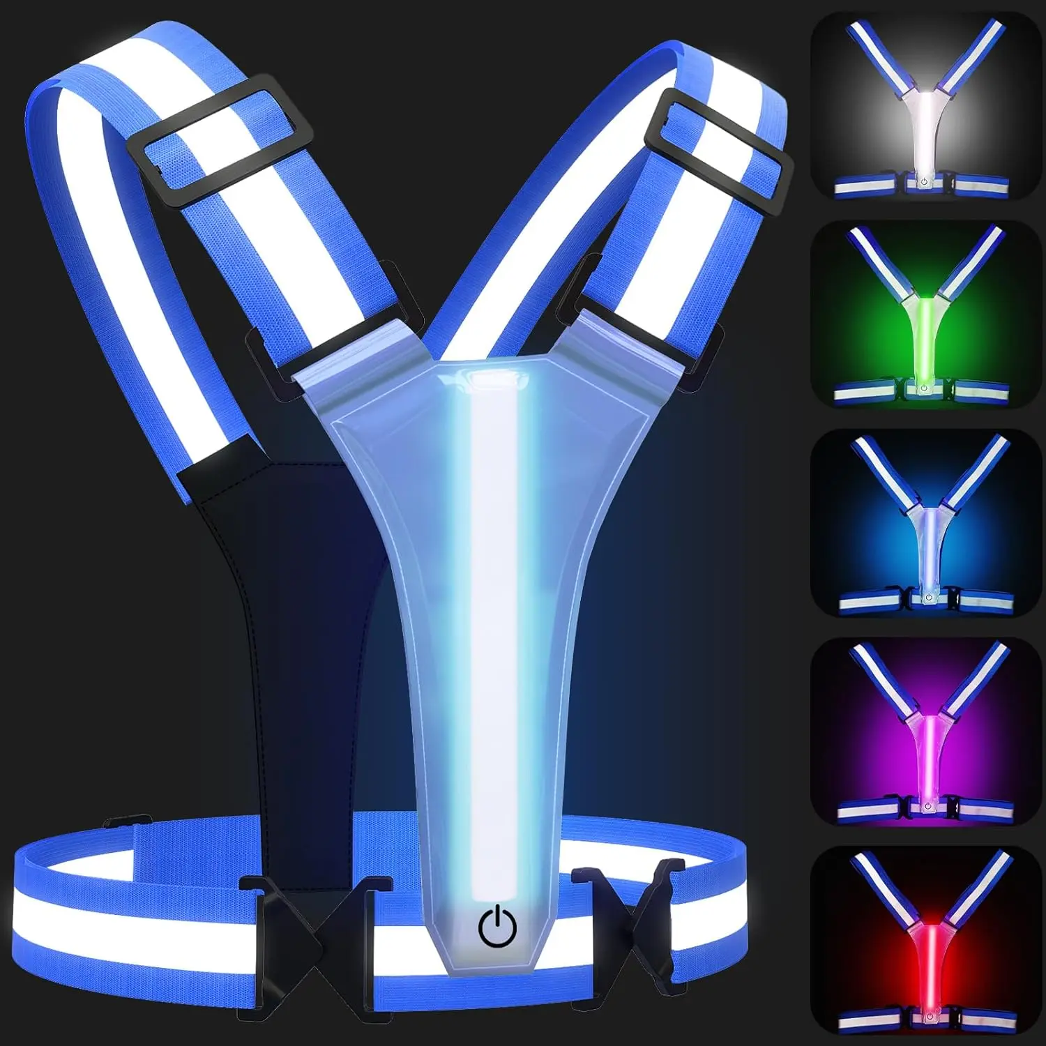 LED Reflective Vest for Kids - Rechargeable, 5-Color Lights, Size-Adjusts, High Visibility for Night Running Biking, Baby Fashion Accessory