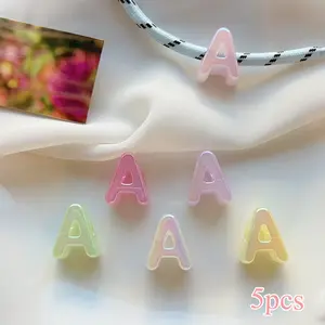 5pcs Acrylic UV Jelly Color Letters, Large Hole Beads for DIY Jewelry Making, Phone Chain Charms, Craft Accessories, DIY Craft Embellishments