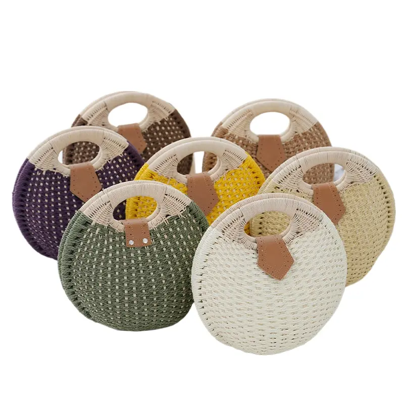 Summer Beach Straw Woven Handbag Medium Versatile Casual Bag For Women Daily Outfit Cozy Summer Essential Handwoven Tote Crossbody Bag White Brown Purple Green Yellow Cream Dark Khaki