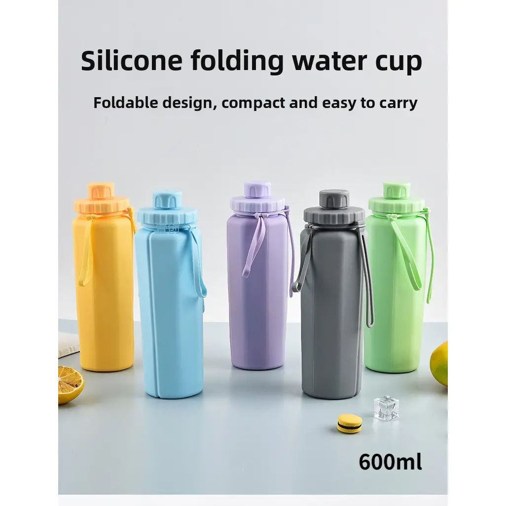 Large Capacity Collapsible Silicone Water Bottle BPA Free Leakproof Telescopic Retractable Foldable Sports Cup Lightweight Portable Hydration Flask For Running Cycling Camping Hiking Travel Outdoor Workout