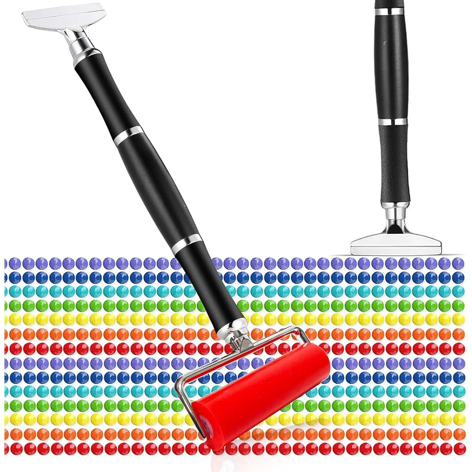 Art Tools, 2-in-1  Painting Roller Tool & Metal Straightener |  Grip, Sturdy Metal, No Wobbling & Smooth Roller, Portable Crafting Tool for DIY  Art Accessories