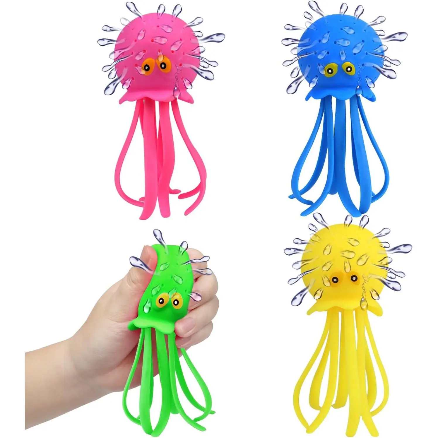 4 PCS Fun Water Balls - Sensory Stress Relief Floating Pool Toys for Kids, Colorful Water Splash Balls for Toddler Swim & Bath, Christmas Goodie Bag Fillers for Babies