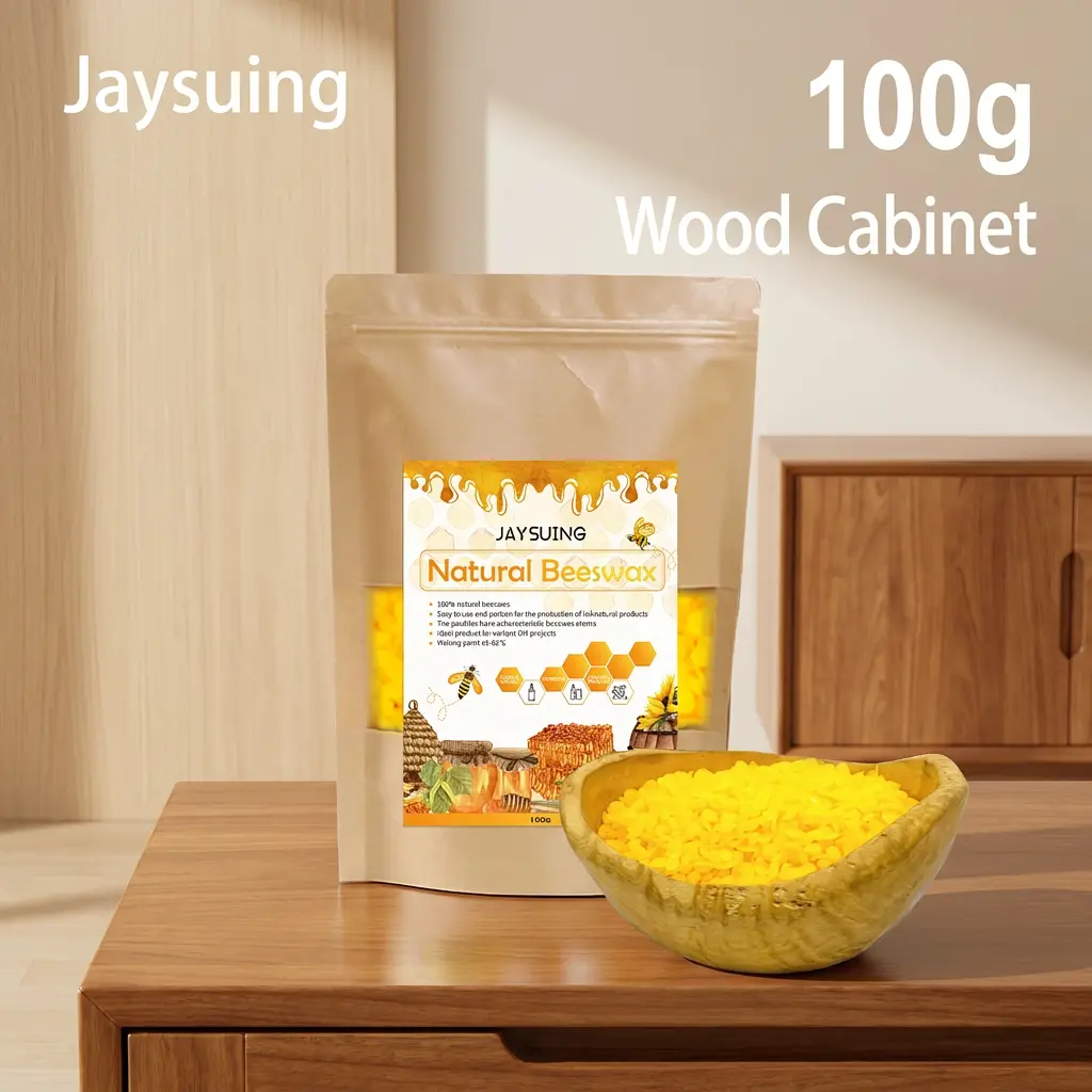 Jaysuing Natural Beeswax Pellets (100g) - Wax Polishes for Wood Furniture Care, Enhance Shine, Makes It Brighter, Protect Furniture and DIY Wax Melting