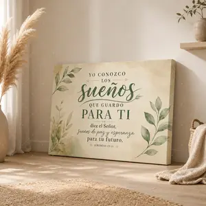 Spanish Bible Verse  Horizontal Canvas Wall Art, Jeremiah 29:11 Botanical Print Poster, Christian Home Decor, Available as Unframed Canvas Poster or Framed Canvas Wrap