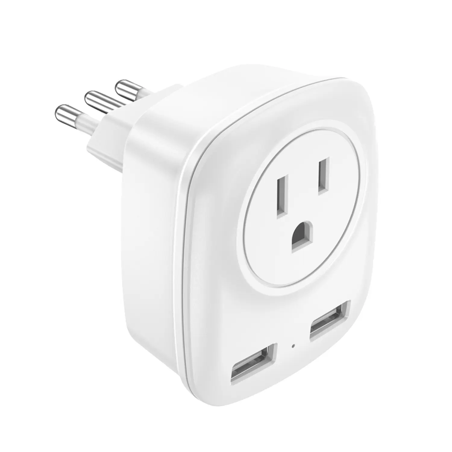 Italy Travel Adapter Converter, International Power Plug Converter, 2 USB Ports, Us Input, Compact Safe, Grounded, for Phones Laptops