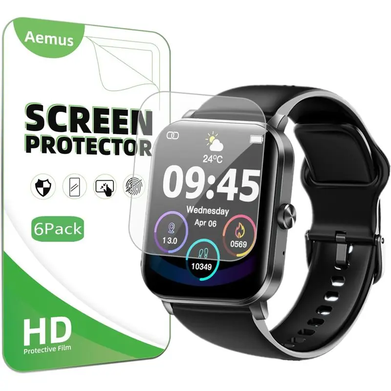 Screen Protector Compatible for QONBINK TG38 / K62 Smart Watch 1.85" (6 Pack) Clear TPU Soft Film Compatible for Jacoosa L70 Fitness Tracker