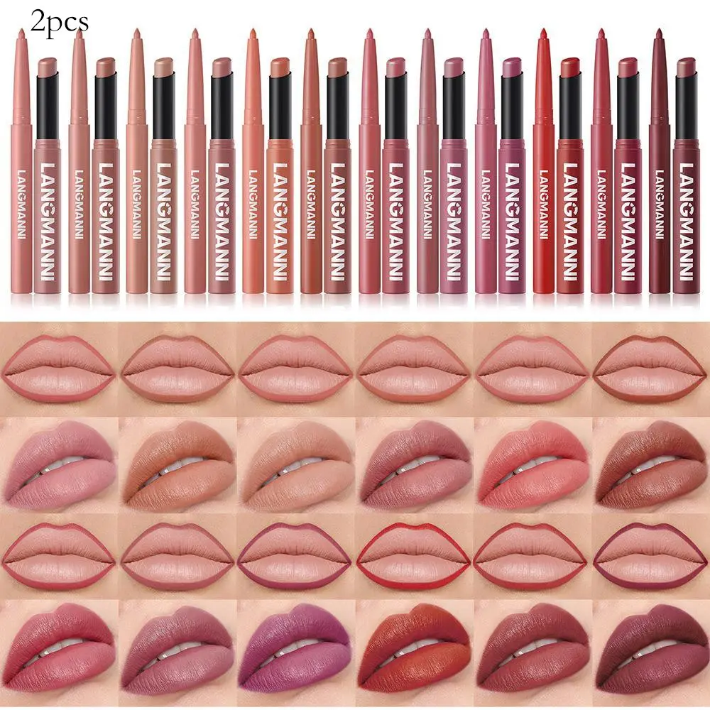2in1 Matte Lip Liner and Lipstick Set, Matte Velvet Lip Liner Pencil & Creamy Nude Lipstick Kit Long Lasting for Beginners Daily Party Cosmetics