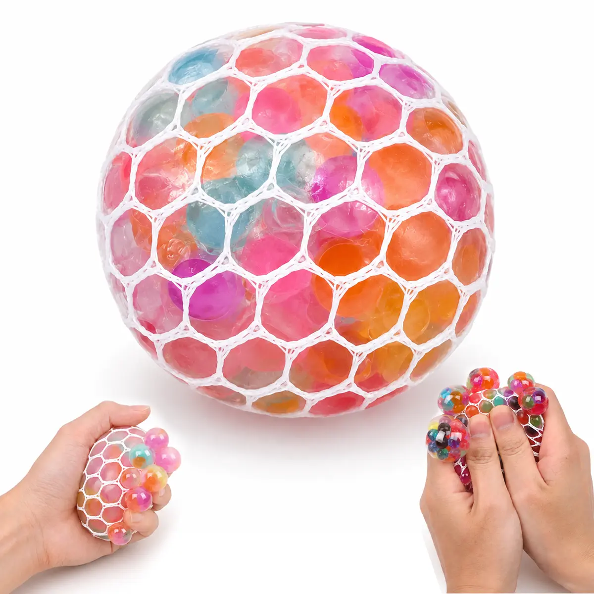 SummerWins Macaron Water Bead Stress Balls with Mesh Cover, Soft Squeeze Fidget Desk Toys for Adults, Sensory Pressure-Release Items, Party Favor Gifts