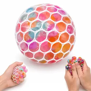 Macaron Water Bead Stress Balls with Mesh, Soft Squeeze Fidget Toys, Squishy Stress Relief Balls for Adults, Sensory Pressure-Release Desk Toys, Fun Gift for Party Favors & Daily Relaxation