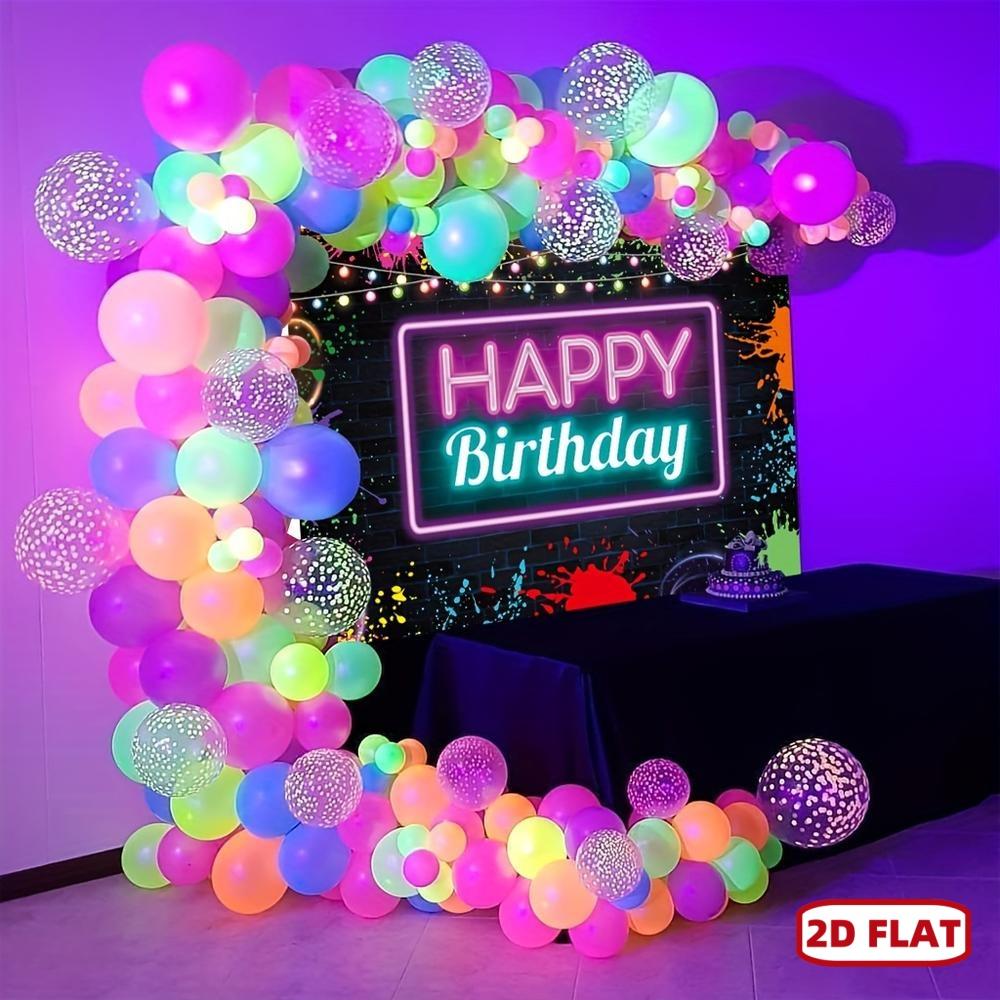 1pc Polyester 2D Flat Crazy Rainbow Birthday Backdrop, Neon Party Decoration, Photo Prop for Parties (Non-Glow Banners/Ornaments), Photo Props