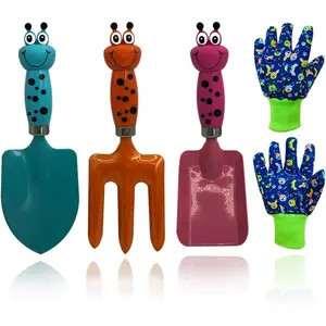 Kids Gardening Tools Gloves Set 3 Cute Shovel Spade for Kid Garden Work with 1 Toddler Gloves for Teen Boy Girls