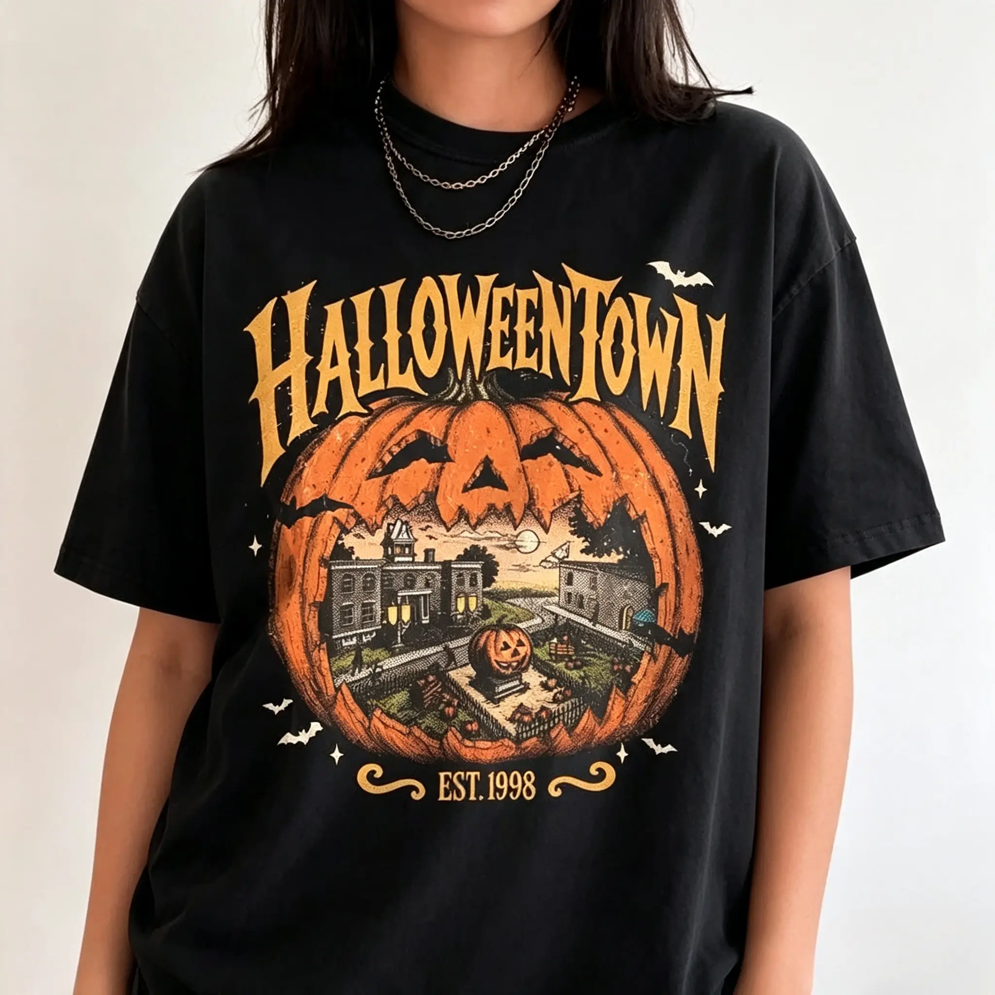 Halloweentown Est 1998 Shirt, Halloweentown University, Retro Halloweentown Shirt, Cute Fall Shirt, Halloween Graphic Tee,Unisex Graphic Casual Short Sleeve Crew Neck, Gift Unisex T-shirt For Man And Woman,Streetwear Style, Retro Vintage Y2k