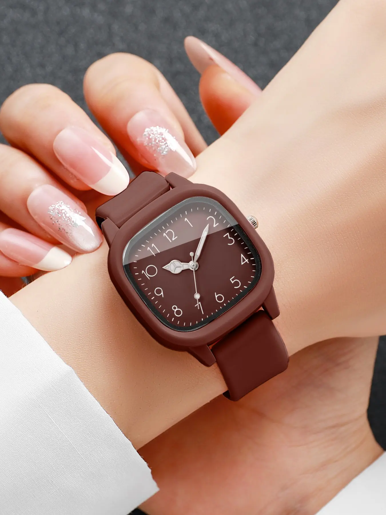 Women's Silicone Watch, Simple Fashion Square Dial, Classic Trendy Quartz Wristwatch, No Watch Box Included