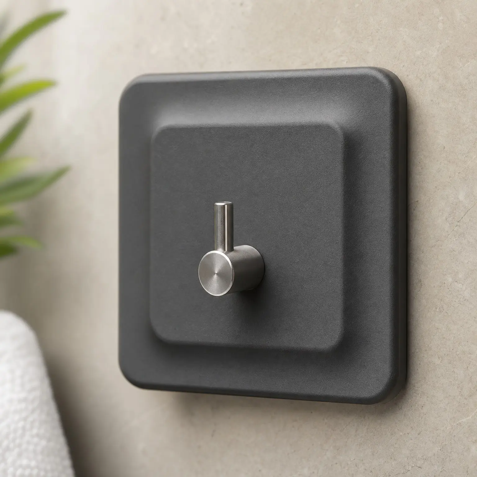 Adhesive Silicone Shower Hooks for Towels, Robes, Bath Brushes & Shower Accessories - Charcoal, Waterproof, Removable Reusable Easy InstallGift