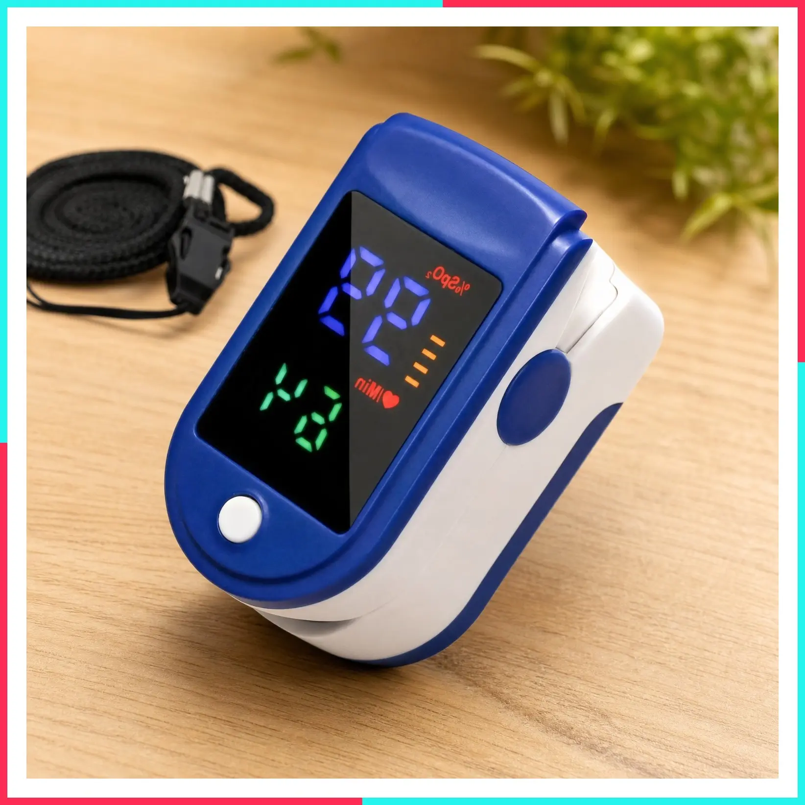 Finger Pulse Oximeter with Large Display Blood Oxygen Monitor and Lanyard