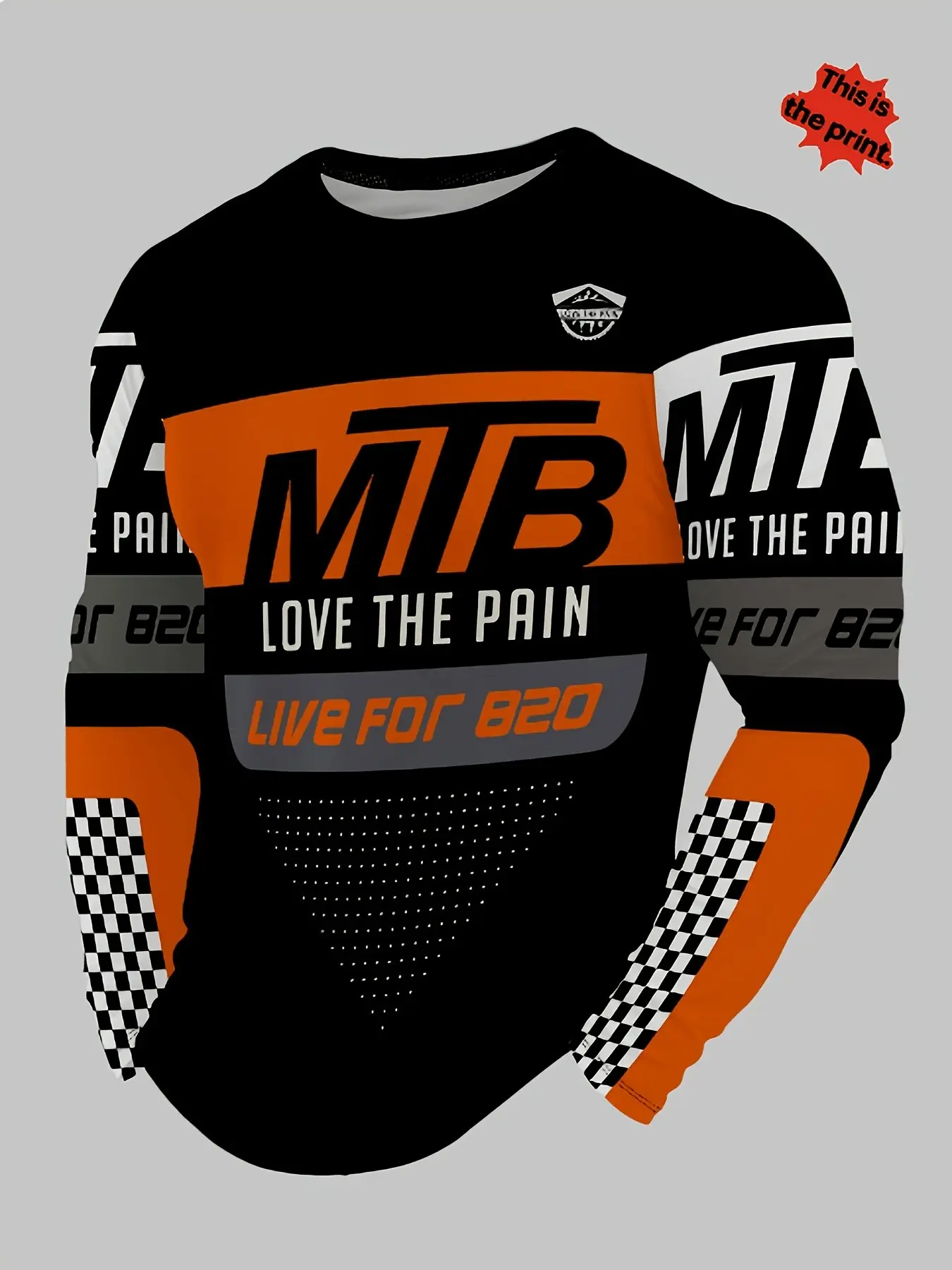 Men's MTB Mountain Bike Long Sleeve Cycling Shirt, Quick-Dry Breathable, All-Over Print, Slim-Fit, Casual Style, All Seasons