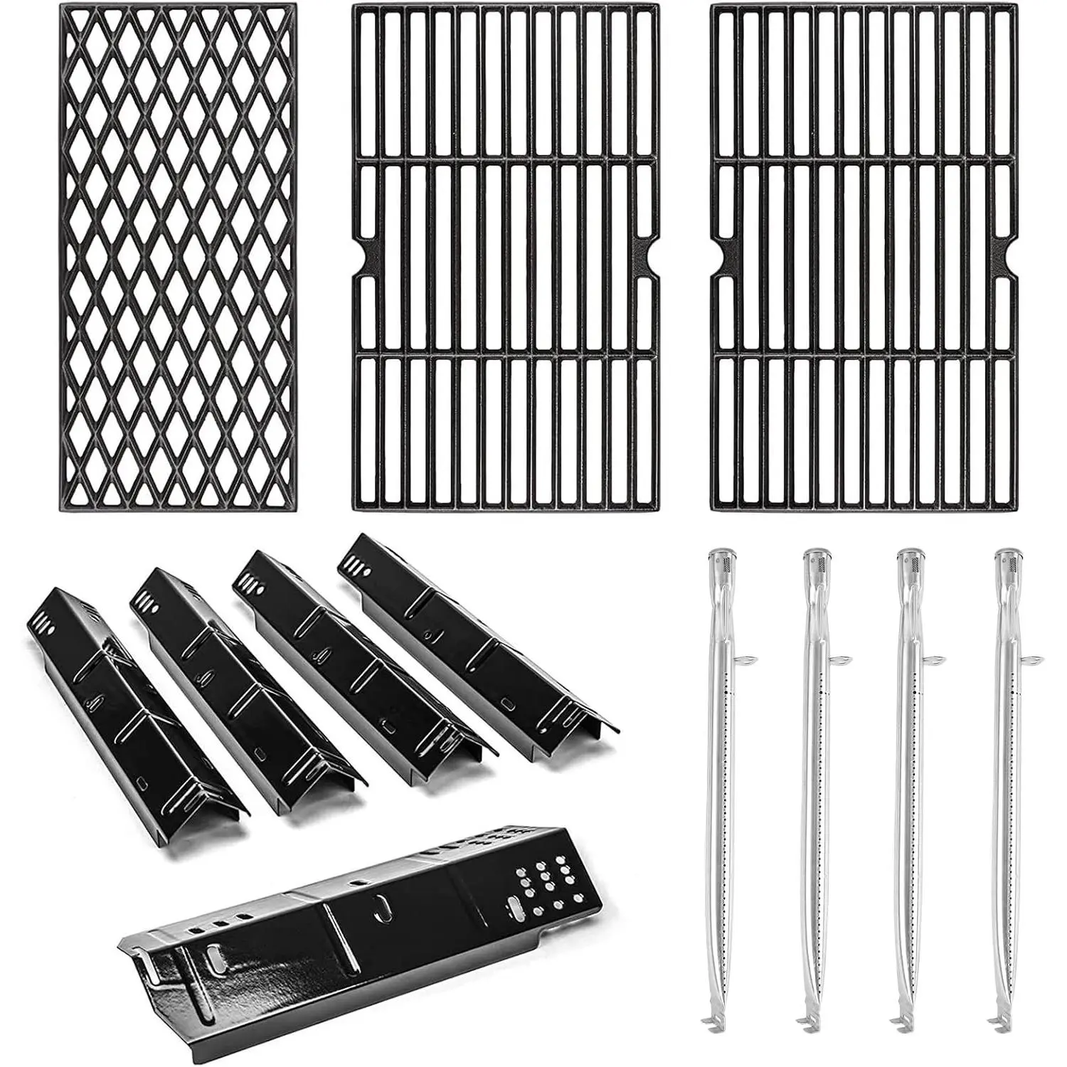 Grill Parts for Dyna-Glo DGH474CRP DGH450CRP, Replacement Part Kit for Dyna-Glo 3/4/5 Burner Grill, Porcelain Steel Grill Heat Plate, Stainless Steel Burner Tube, Cooking Grates