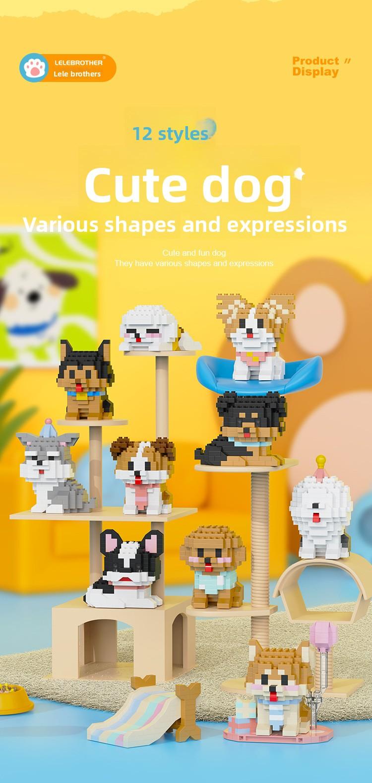 Cute Mini Particle Cat & Dog Building Blocks, Fun for Kids & Adults, Decor & Gift Idea, Perfect Time Killer,6PCS Cartoon Cat & Dog Pet Figures Building Blocks Set,Cute Cat Dog Micro Building Blocks Animal Model Kit for Kids Adults