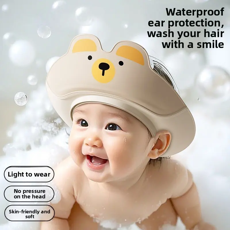 Waterproof Kids Hair Washing Cap, Adjustable Soft Ear Protection Shower Hat for Toddlers & Kids Bath Time