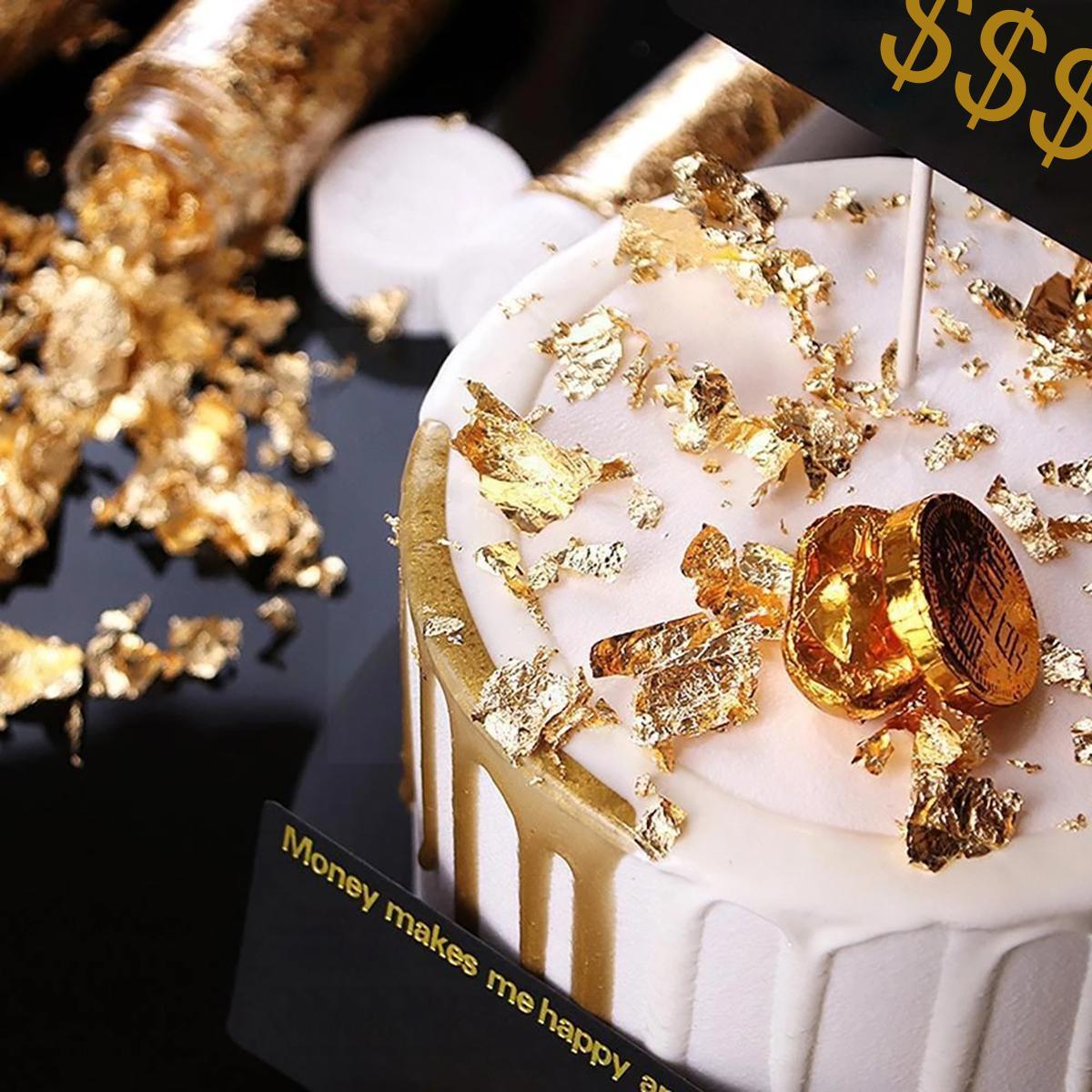 Gold Foil Paper, Non-edible Gold Foil Shreds, DIY Cake Decorating Material for Cake, Dessert, Candy, Chocolate