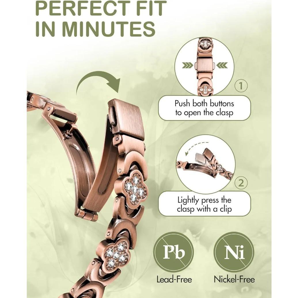 Aurelia Crest Luck & Love Infinite Clover Bracelet for Women | Pure Copper Magnetic Bracelet Titanium Steel Jewelry Gift 10MM Adjustable  2️⃣
