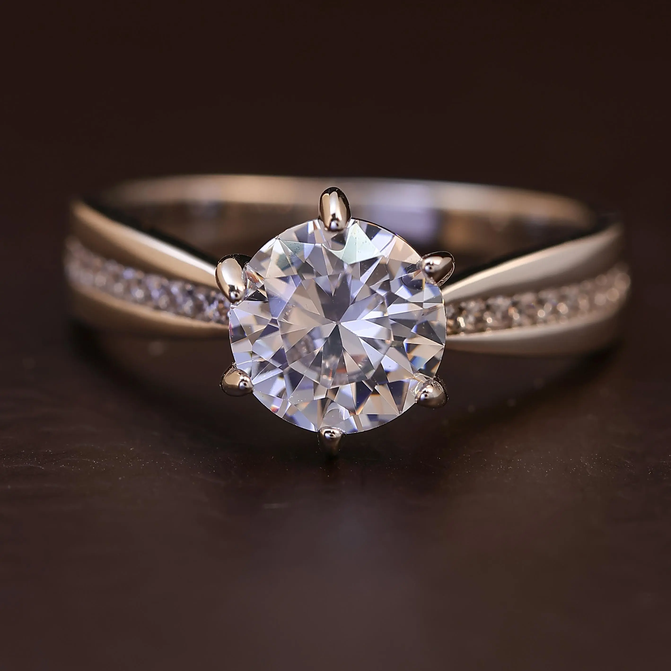 Piece Solitaire Engagement Ring  Women Elegant Matching Promise Band Bridal Jewelry For Wedding Anniversary