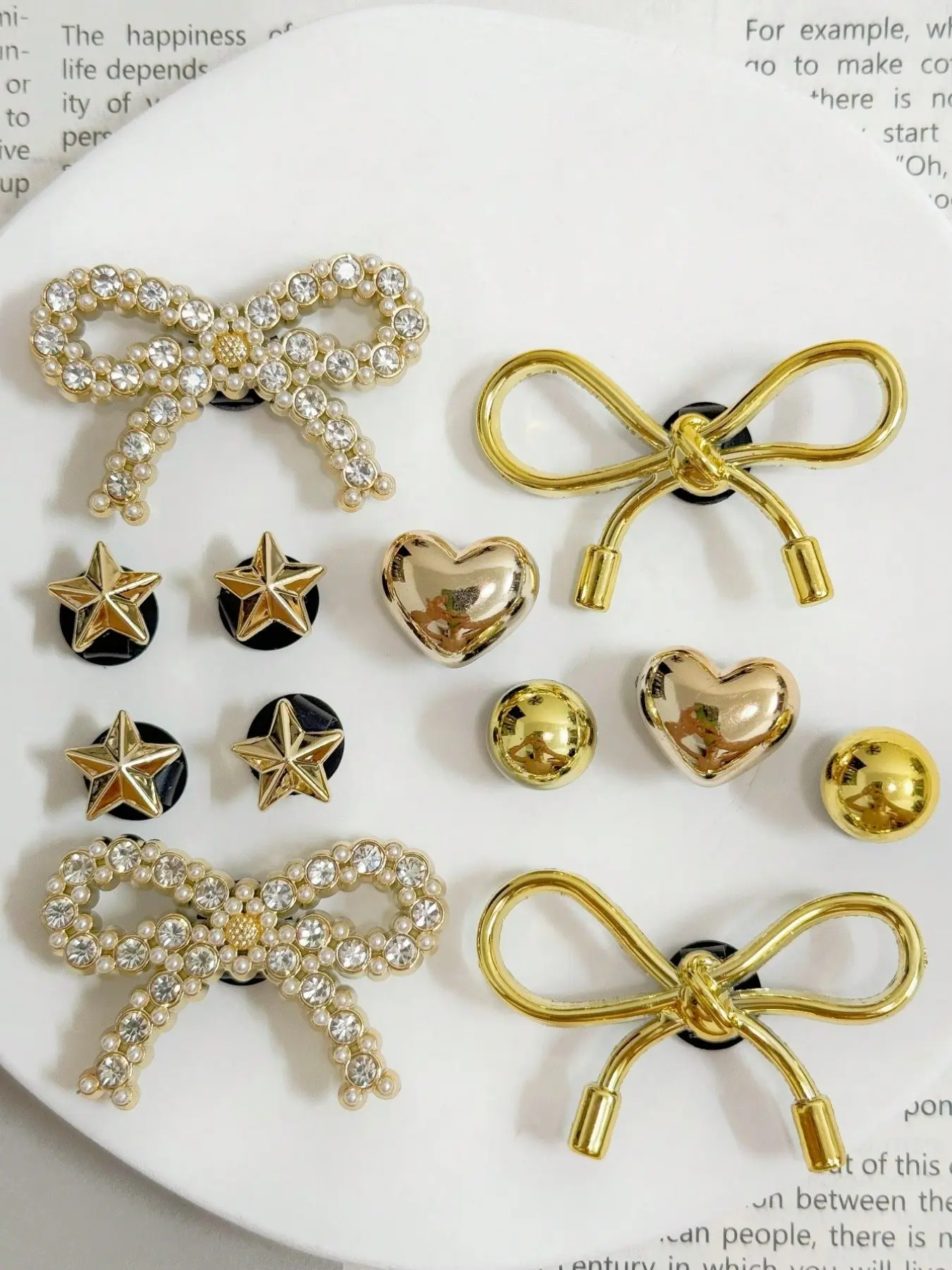 18-Piece Sequin Decoration Set, Angel, Gold Bear, Heart, Star, Butterfly, Ideal for Sandals, Flip-Flops, Beach Bags, Gifts