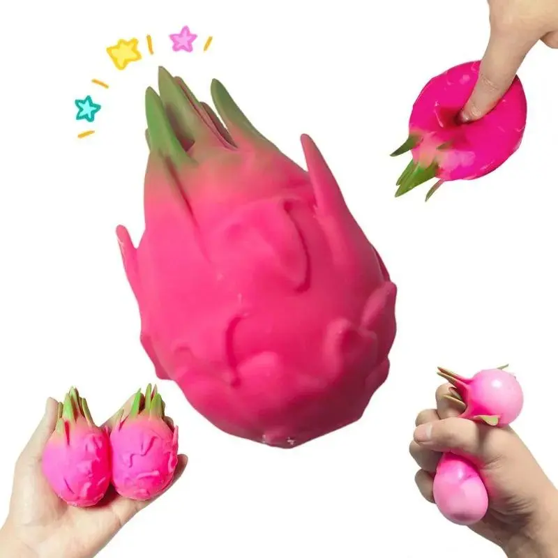 New Dragon Fruit Stress Relief Ball, Sensory Simulation Fruit Toy, Squeeze Balls for Kids