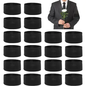20 Pcs Black No Buckle Elastic Adjustable Mourning Funeral Armband, Suitable for Running, Walking, Hiking & Biking