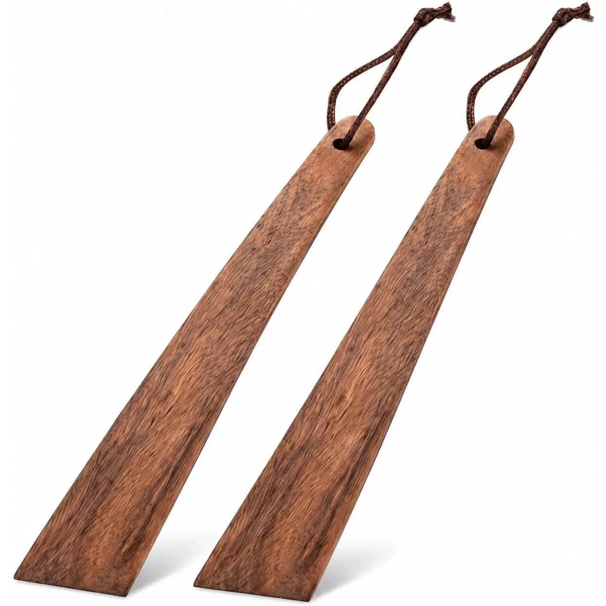 Natural Grain Teak Wooden Flat Head Spatula Set - 2-Pack 12in Non-Scratch Turners for Kitchen Everyday Nonstick Cookware, Eggs, Pancakes, Stainless