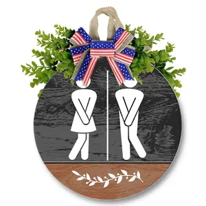 Wooden Welcome Toilet Sign, Creative Toilet Hanging Decor for Home, 12in*12in  Indoor Garden and Porch, Home Decor, Signage