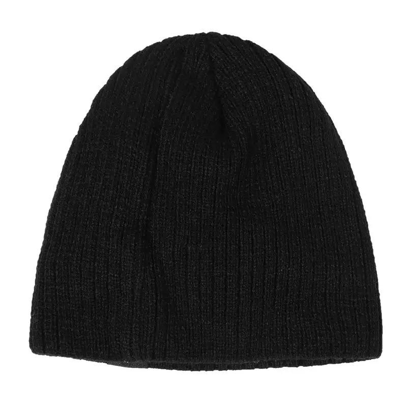 Unisex Snow Labal Winter Hats Solid Color Knitted Hats For Men And Women Beanie Cap Outdoor Add Fur Lining Warm Sports Hats