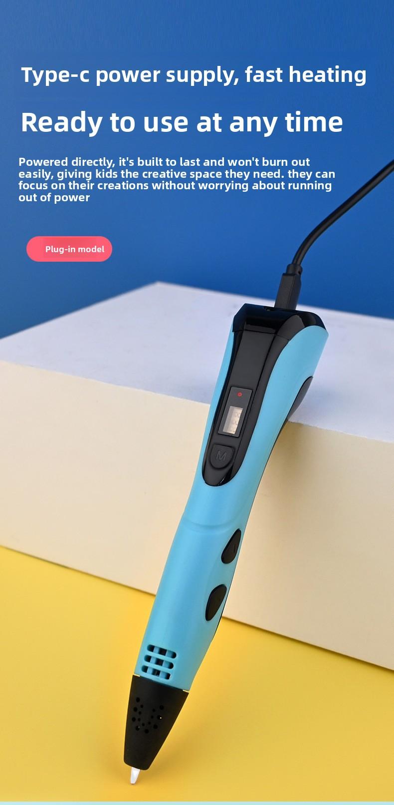3D Printing Pen with Display Screen, Includes 3D Printer, 3 Beginner Colors Pla Materials, Template Book & Project Guide