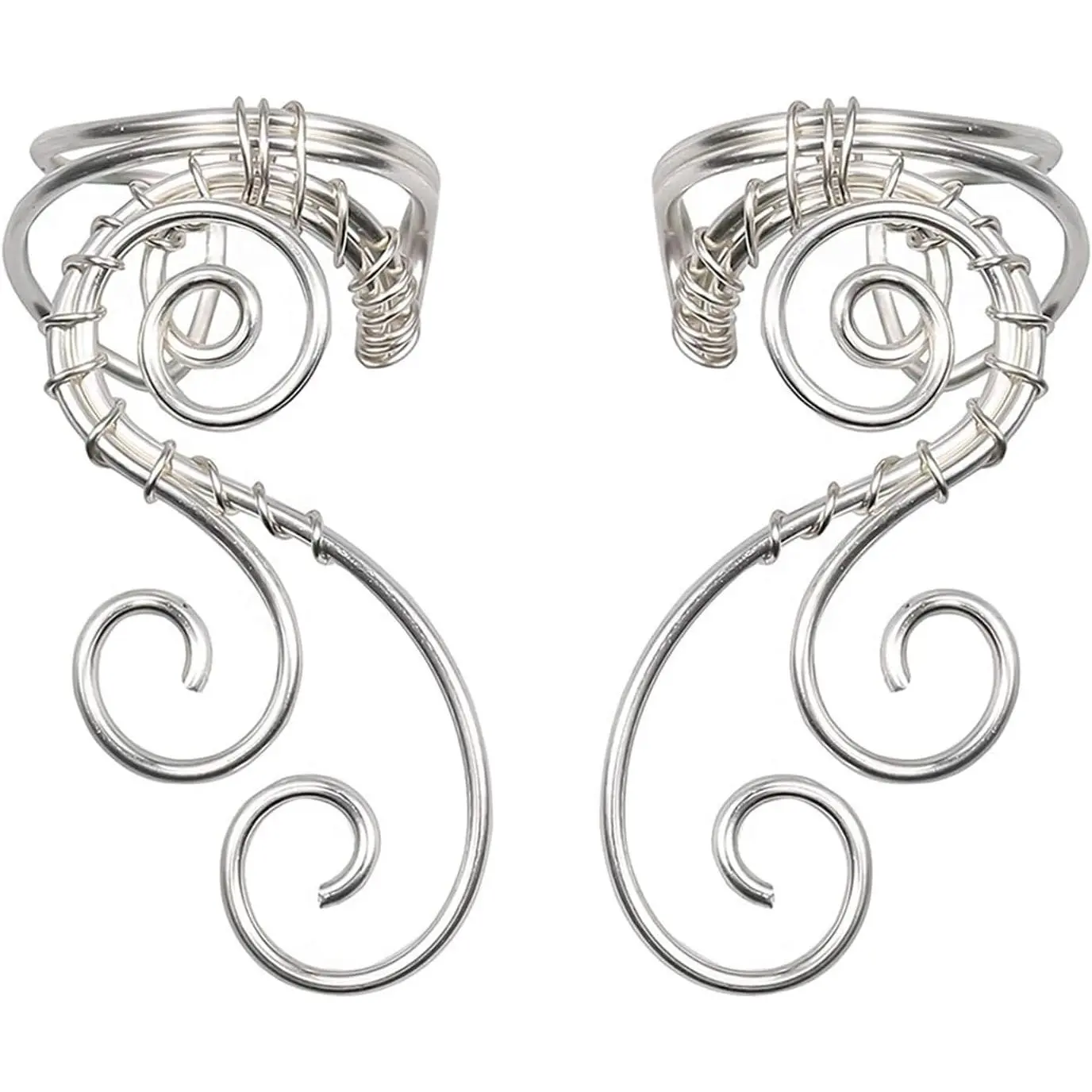 Handmade Ear Cuff Earrings, Elf Ear Cuffs No Piercing Hypoallergenic Simple Rolled Earrings Fantasy Costume for Party Wearing