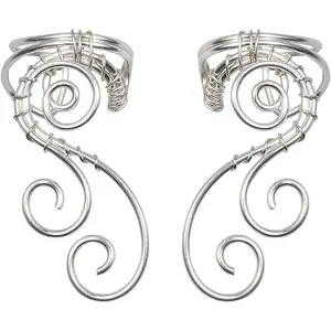 Handmade Ear Cuff Earrings, Elf Ear Cuffs No Piercing Hypoallergenic Simple Rolled Earrings Fantasy Costume for Party Wearing