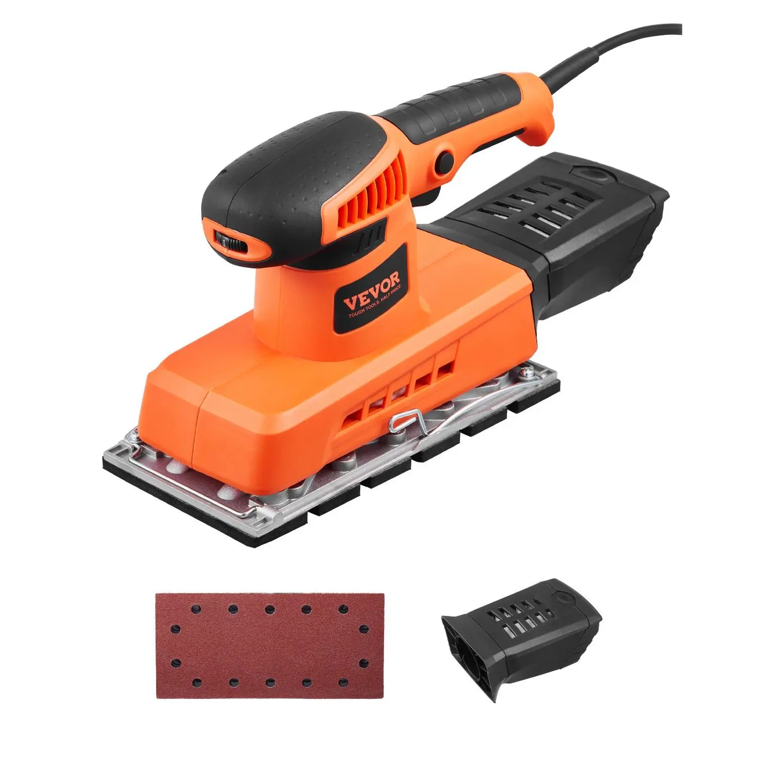 【DealsForYouDays】VEVOR Sheet Sander, 1/2 Sheet 2.5A Electric Sander for Woodworking, Max. 12000RPM Variable Speed Sheet Finishing Sander with Sandpaper and Dust Box for Wood Polishing Sanding