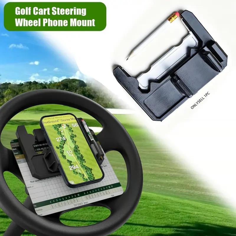 Golf Cart Steering Wheel Phone Mount Stand Flip-Up Cell Phone Holder for Club Car with Secure Grip and Easy Access