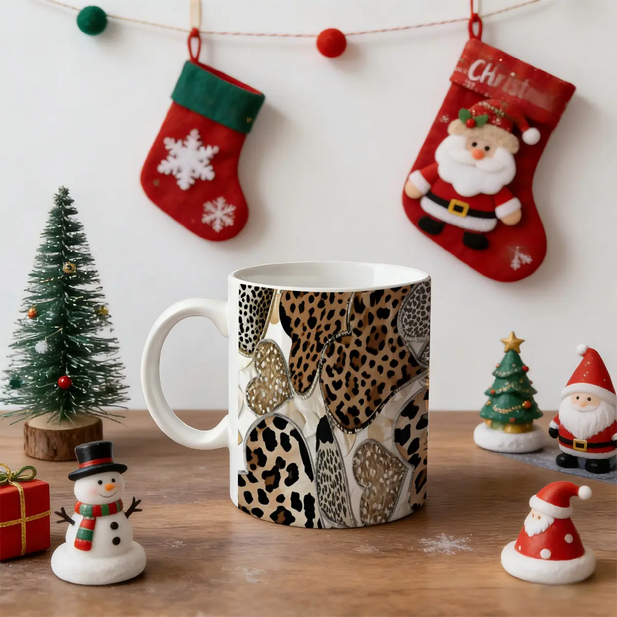 1pc Glossy Durable Leopard Print Ceramic Mug with Handle - 11oz Non-Customised Coffee Tea Cup, Microwave Dishwasher Safe for Hot-Cold Drinks, Women's Birthday Valentine's Gift, Daily Use