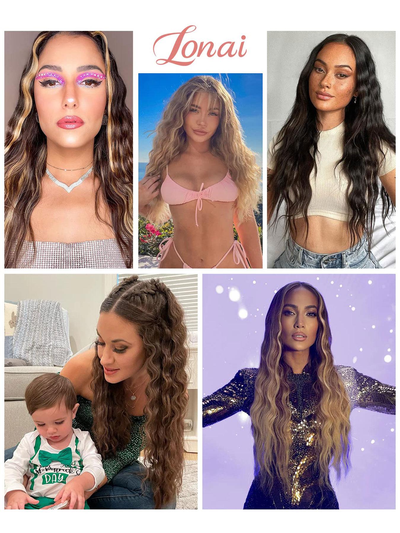 6pcs 20-Inch Wave Synthetic Hair Clips, Easy-To-Wear Clip-On Extensions, Long Mermaid Wave Style for Women, Daily Use, Wavy Synthetic Hairpiece