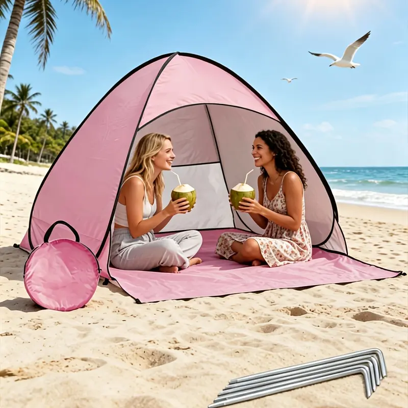 [Automatic Beach Tent] Lightweight & Durable Beach Fully Automatic Tent |     UV Protection, Foldable, Mesh Door Curtain, Ideal for Outdoor Beaches, Christmas, Halloween, Thanksgiving Gifts