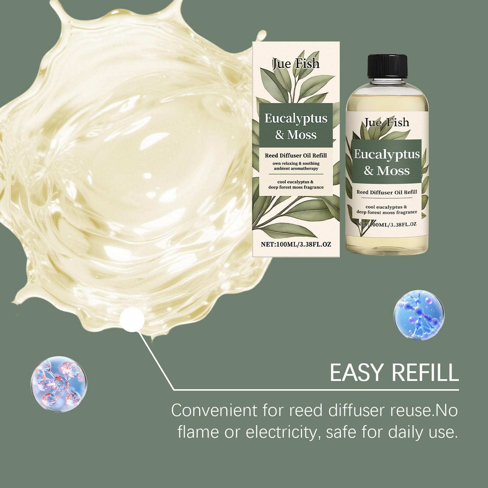 Jue Fish Eucalyptus Moss Aromatherapy Essential Oil Fresh Woody Fragrance Home Air Freshener Elegant Diffuser
