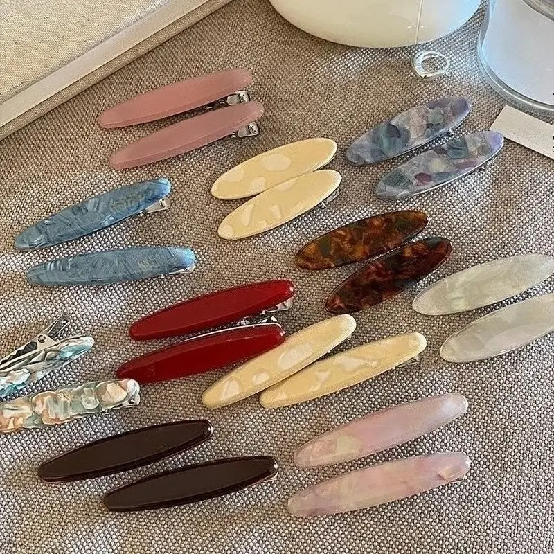 8 Pack Retro Minimalist Acetate Side Duckbill Barrettes for Ladies, Lightweight Summer Bang & Broken Hair Fixing Hair Accessories