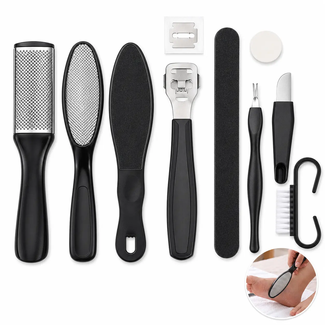 10-Piece Neutral Pedicure Tools Set for Adults, Unisex Professional At-Home Pedicures Kit with Callus Remover, Nail File, Nail Clippers for Silky Smooth Results