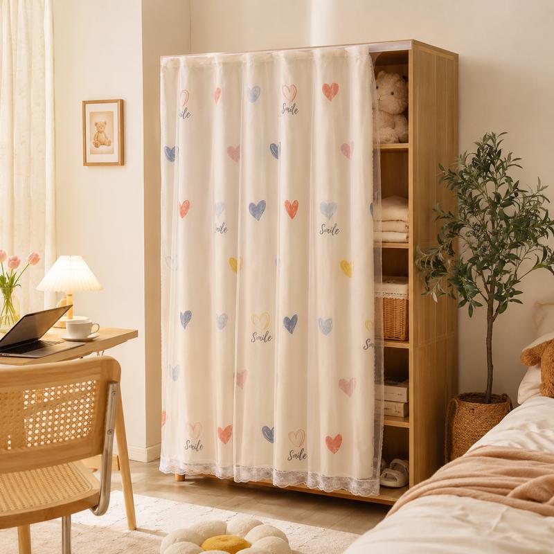 Snooztex 1-Piece Lightweight Lace Weave Cabinet Curtain - Cozy Cottage Flower Print Storage Cover for Wardrobe Shelves, Romantic Home Organization Textile Accessory, Flower Prints