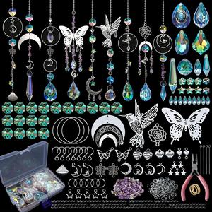 sun catcher kit, 400pcs/set diy sun catcher kit with storage box, hanging glass beads, and complete tool set, perfect for garden, wedding, home decor, bohemian wind chime, garden accessories