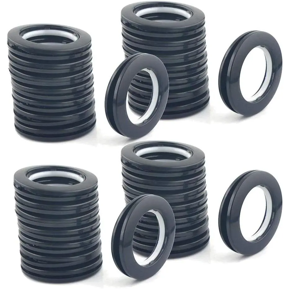 Curtain eyelet kit, for curtain rings, 32 pieces, black, inner diameter 1-9/ 16inch| Curtain eyelet rings with an inner/outer diameter of 40mm-70mm, suitable for curtains, fabric panels and curtain accessories
