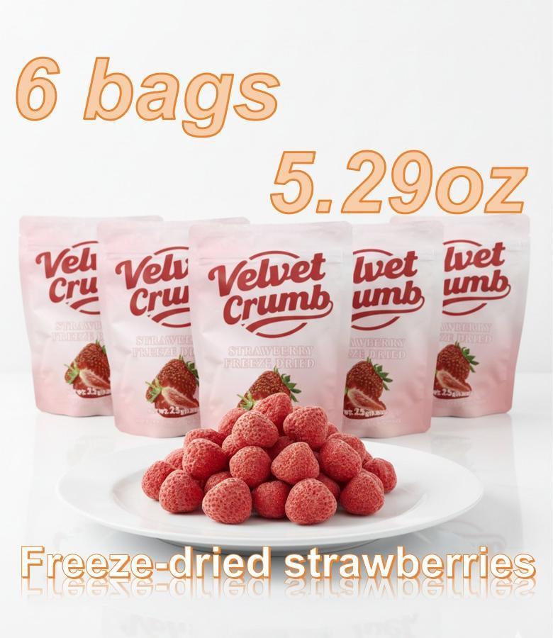 Freeze Dried Strawberries, 25g x 6 Packs, Crispy Natural Fruit Snacks, No Added Sugar, Gluten-Free, Non-GMO, Perfect for Travel & On-the-Go Dry